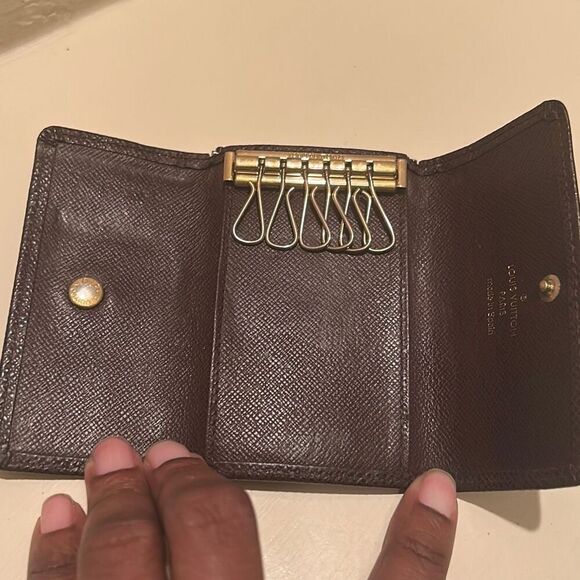 Louis Vuitton Taiga Key Holder Case Dark Brown Textured Leather Quiet Luxury - Picture 7 of 10